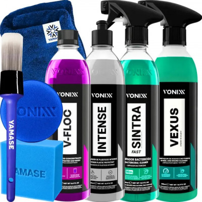 Kit Lavagem Automotiva Vonixx Vexus: Shampoo Neutro, V‑Floc e Revitalizador