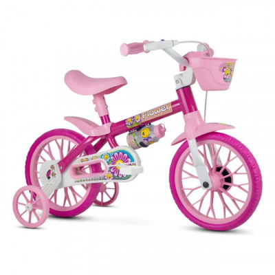 Bicicleta Infantil Nathor Flower Aro 12 — Rosa para 2–4 anos