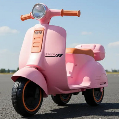 Mini Scooter Moto Elétrica 6V Rosa com Frente e Ré, Som e Luz