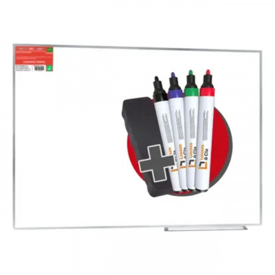 Lousa Quadro Branco Moldura Alumínio 120x90 Cm + Brinde C/nf Branco