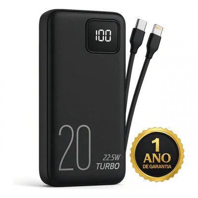 Carregador Portátil Power Bank Turbo 20000mAh 22.5W com Display Digital (DTimp)