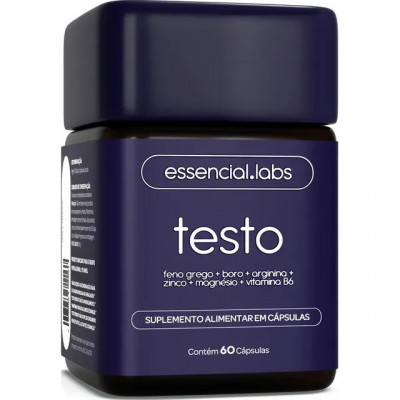 TESTO ESSENCIAL — Fórmula exclusiva com Feno Grego, Boro, Arginina, ZMA e Vitamina B6