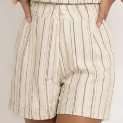 Conjunto Feminino Cor Manteiga Listrado Café Alça Estilosa Manteiga Listras M — Review
