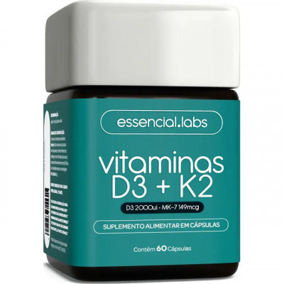 VITAMINA D3 + K2 Menaquinona-7 - Fórmula com Máxima Concentração e Biodisponibilidade