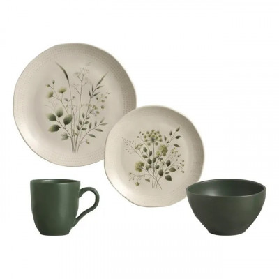 Aparelho De Jantar 16 Peças Ammi E Leaf Porto Brasil — Conjunto de jantar com padronagens Ammi e Leaf