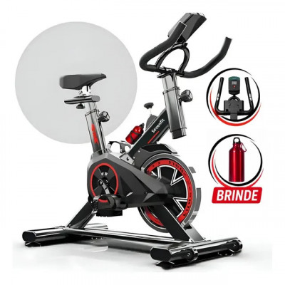 Bicicleta Ergométrica Bike Spinning 6kg Sensação Inércia Fitness Preto E Vermelho Sevenfit Para Cardio