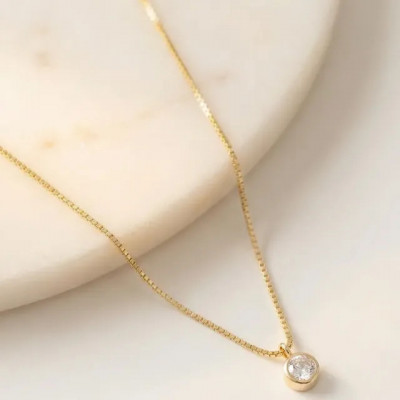 Colar Ponto De Luz Dourado Banhado A Ouro 18k Semijoia