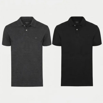 Kit Aramis 2 Polos Algodão Piquet Preto E Grafite Preto M
