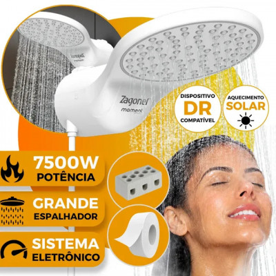 Ducha Chuveiro Eletrônico Moment Zagonel 7500W — Cor Branco