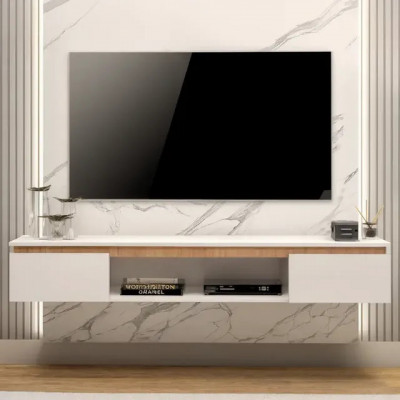 Rack Suspenso Clean White 155cm — Para TV até 65 polegadas