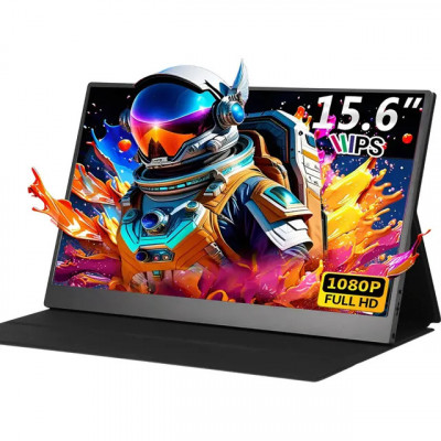 Monitor Gamer Portátil 15.6 1080p FHD IPS com HDMI e USB — Preto, 127/220V