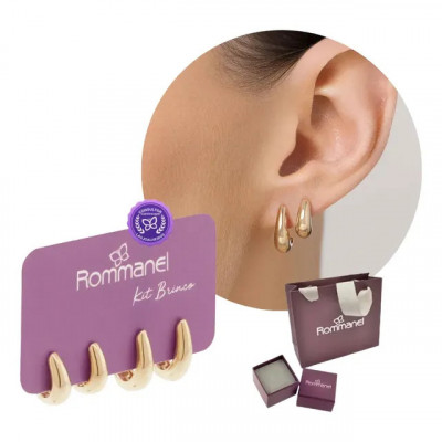 Kit Brinco Rommanel Abaulado Dourado Com Gotas - 527513: design clássico em conjunto