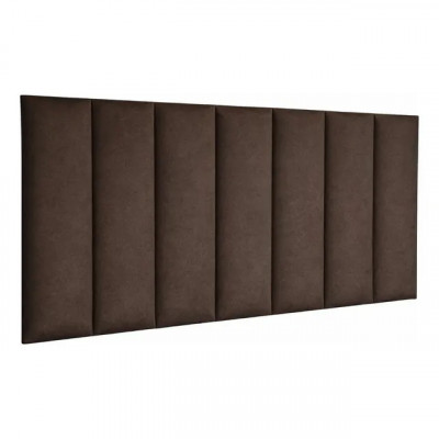 Cabeceira Modular Estofada em 7 Placas 45x20 Retangulares — Marrom para Cama Casal Padrão