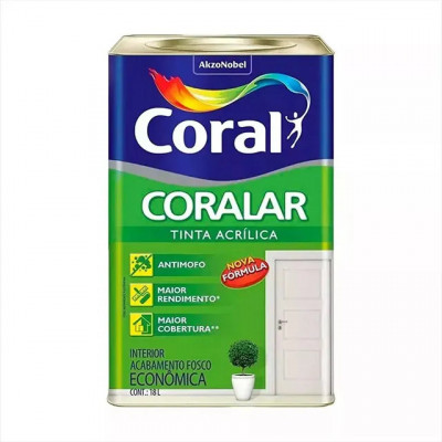 Latex acrílica tinta Coral/Coralar anti mofo branco 18L - branco fosco