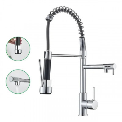 Torneira Gourmet Cozinha 50cm Metal Spray Duo Monocomando Acabamento Cromo Polido Winda