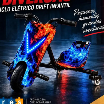 Patinete Elétrico Infantil PARES Drift 3 Rodas (Triciclo) — Bluetooth, Vermelho