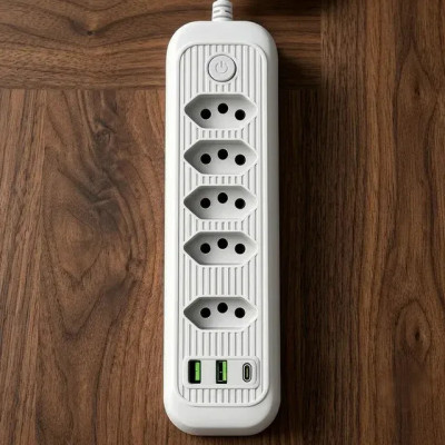 Extensão Elétrica com USB Type-C Bivolt 2m e Chave Liga (Jxb75+2+1)