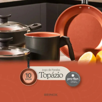 Jogo de Panelas Antiaderente Brinox Floria Topázio — 10 Peças