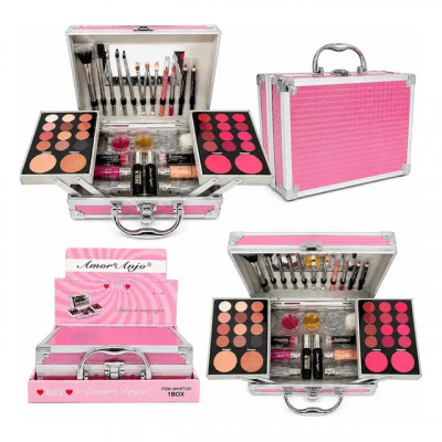 Kit Maleta De Maquiagem Completa Profissional Luxo Presente Amor Anjo Maleta Rosa