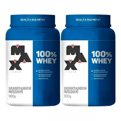 Kit 2x Whey 100% Concentrado - Pote 900g - Max Titanium (Sabor Baunilha)