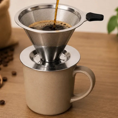 Coador Café 103 Inox Malha Fina Reutilizável Filtro Premium