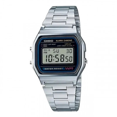 Relógio Unissex Casio Digital A158wa-1df — Prata Retrô com Pulseira em Aço Inoxidável
