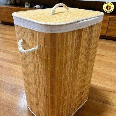 🧺 Cesto De Roupas De Bambu 70 Litros