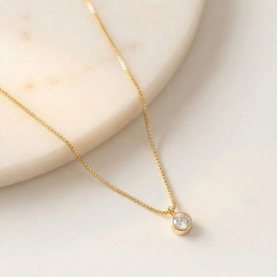 Colar Ponto de Luz Dourado Banhado a Ouro 18k