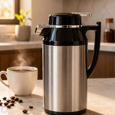 Garrafa Inox 1L com Ampola de Vidro Prateada