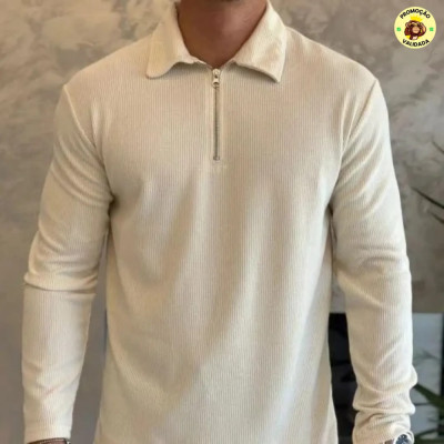 Kit com 2 Camisas Polo Manga Longa Blusa Ziper