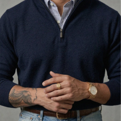 Suéter Masculino Zíper Gola Alta Inverno
