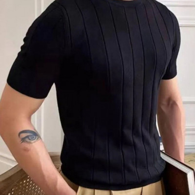 Camiseta Masculina Básica Canelada Manga Curta