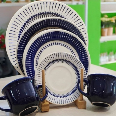 Aparelho de Jantar e Chá 20 Peças Donna Colb Azul