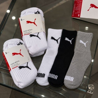 Kit com 6 Pares de Meias Puma Cano Médio