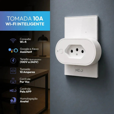 Tomada Inteligente WiFi 2.4 GHz 20A Bivolt