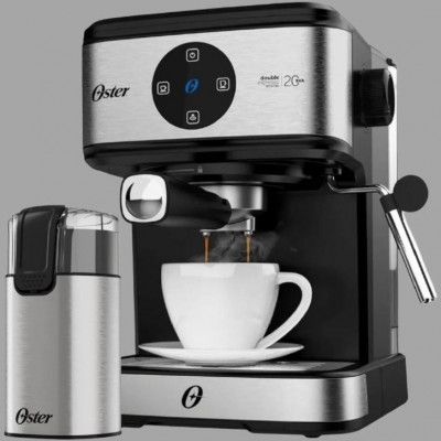 Kit Espresso Oster - Cafeteira Double e Moedor de Café Elétrico Inox - 220V