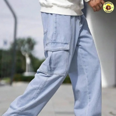 Calça Cargo Jeans Larga