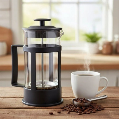 Prensa Francesa Vidro Preto 350ml Para Café e Chá