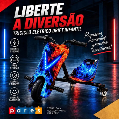 Patinete Elétrico Infantil 3 Rodas Vermelho