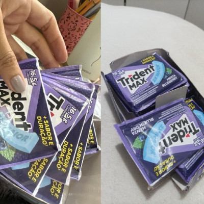Chiclete Trident Max Menta Blueberry Sem Açúcar - Caixa c/ 14 unids.