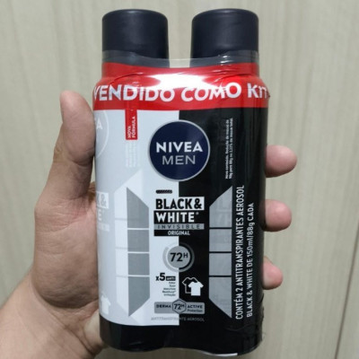 Kit NIVEA Desodorante Aerosol Men Black&White Invisible - 2 unidades