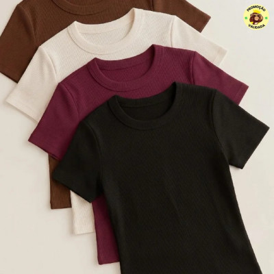 Kit 4 Blusa Feminina Ribana Canelado