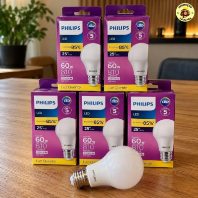 Kit com 5 Lampadas Philips Led Bulbo 9w 3000k Bivolt