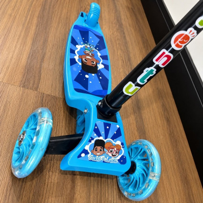 Patinete 3 Rodas Dobrável Led Preto