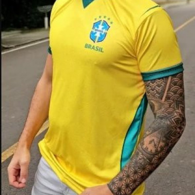 Camisa Brasileira 2026 Amarela Azul Personalizada
