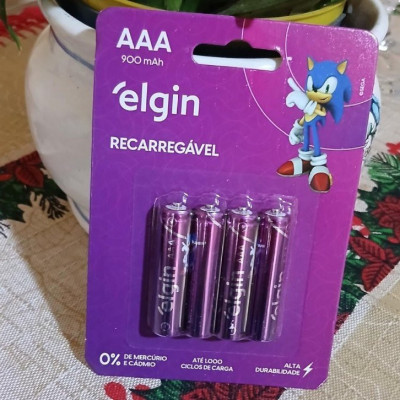 Pilha Recarregável AAA Palito 900mAh Elgin com 4 unidades
