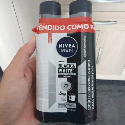 🧴 Kit NIVEA Desodorante Aerosol Men Black&White Invisible - 2 Un
