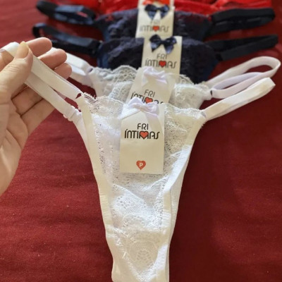 Kit 10 Calcinhas De Renda Tanga Fio