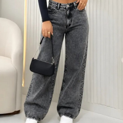 Calça Jeans Wide Leg Cintura Alta
