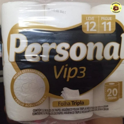 Papel Higiênico Vip Folha Tripla 12 Rolos 20m